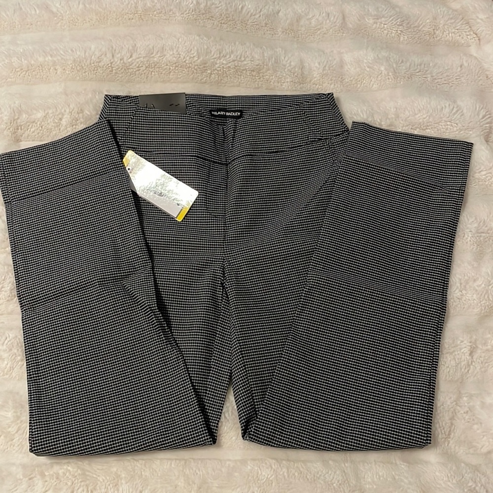 NWT Hilary Radley black and white checked pull on pants size Small